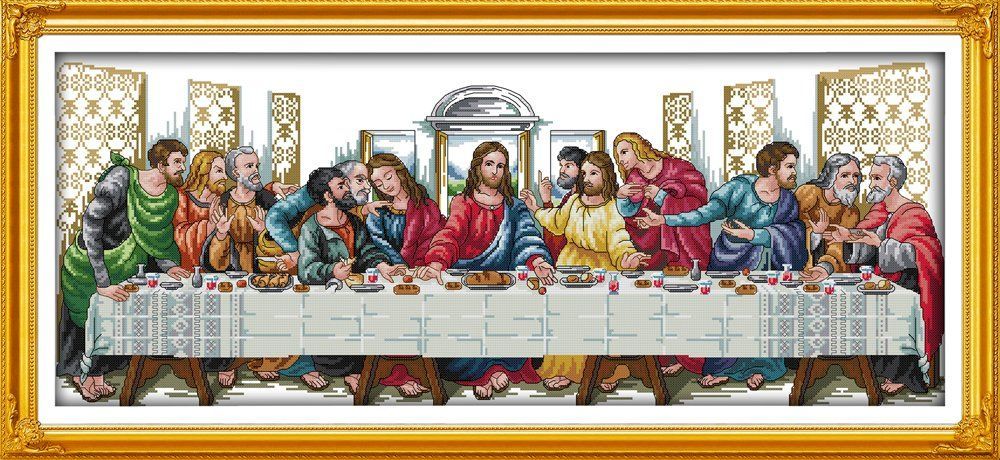 Joy Sunday Jesus クロスステッチキット 14CT カウント 刺繍スターターキット 初心者用 プリントなし 最後の晩餐
