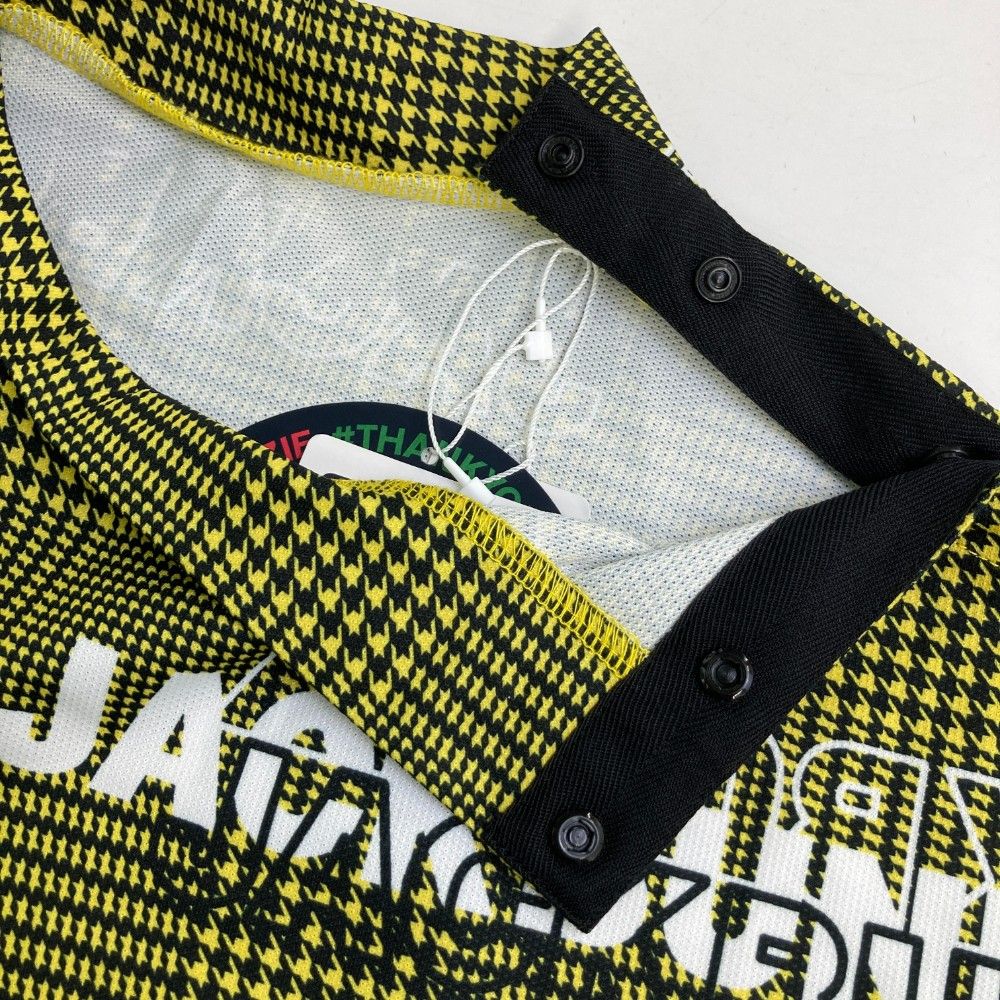 お届けも可 サイズ L JACK BUNNY ジャックバニー モデル ハイネック半袖Tシャツ チェック柄 イエロー系 240101200685 ゴルフウェア メンズ ストスト