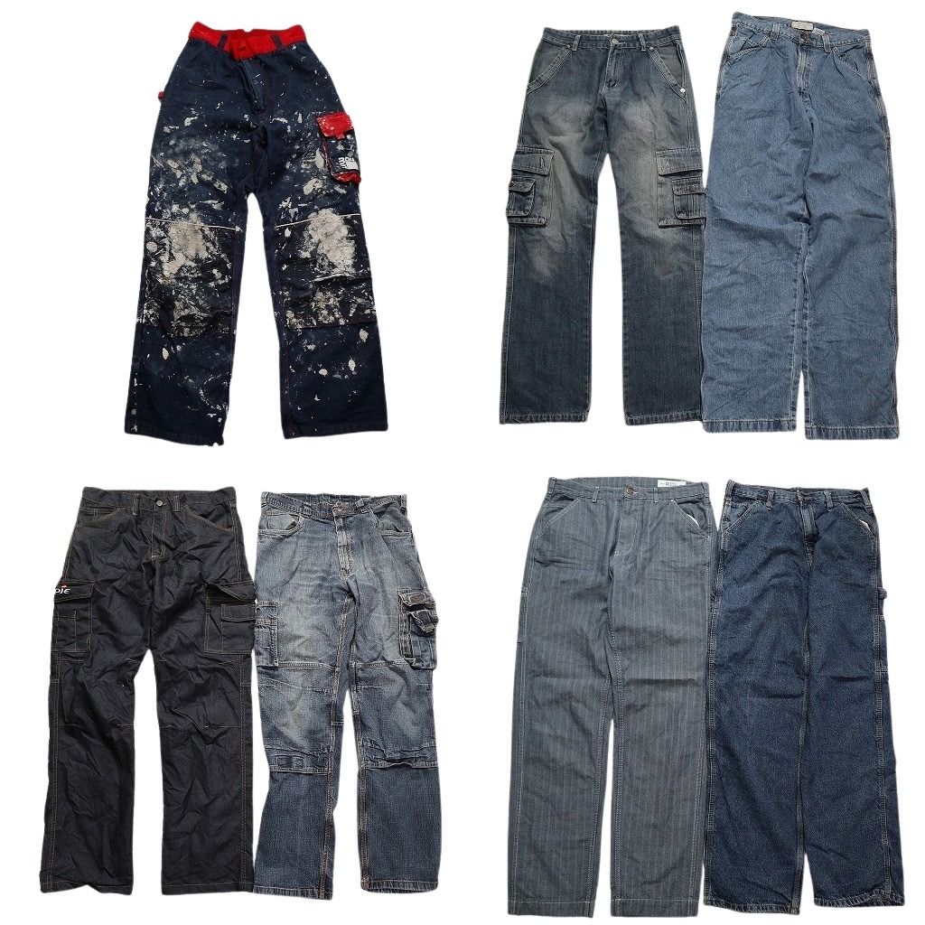 古着卸 ワーク系 パンツ 7枚セット メンズ 30 |32 |34 |36 |38 ペインター ストライプ カーゴパンツ ダブルニー 古着 NC1340