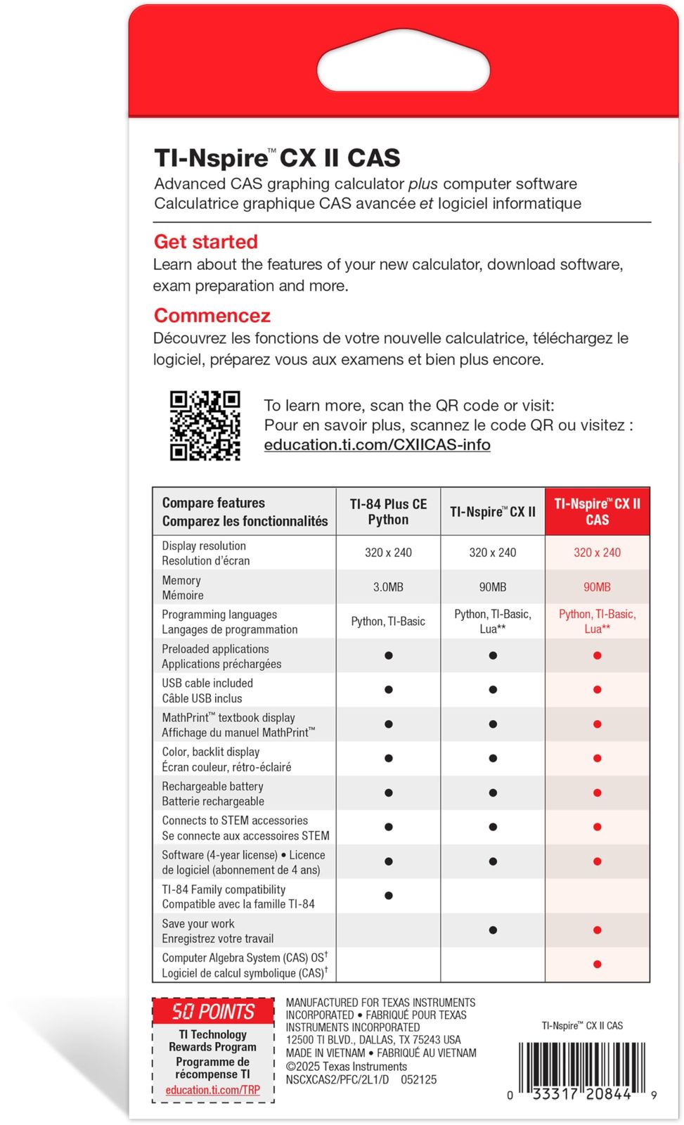 日本語ガイドブック付き2種類,127p,21p TI-Nspire CX II CAS 正規輸入元保証書付き TI-Nspire CX II 電卓（ホワイト） Texas Instruments TI-nspire CX