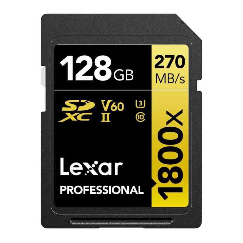 Lexar Professional SDXCカード 128GB GOLDシリーズ 1800x UHS-II Class10 U3 V60 最大読み出し270MB|s 最大書き込み180MB|s