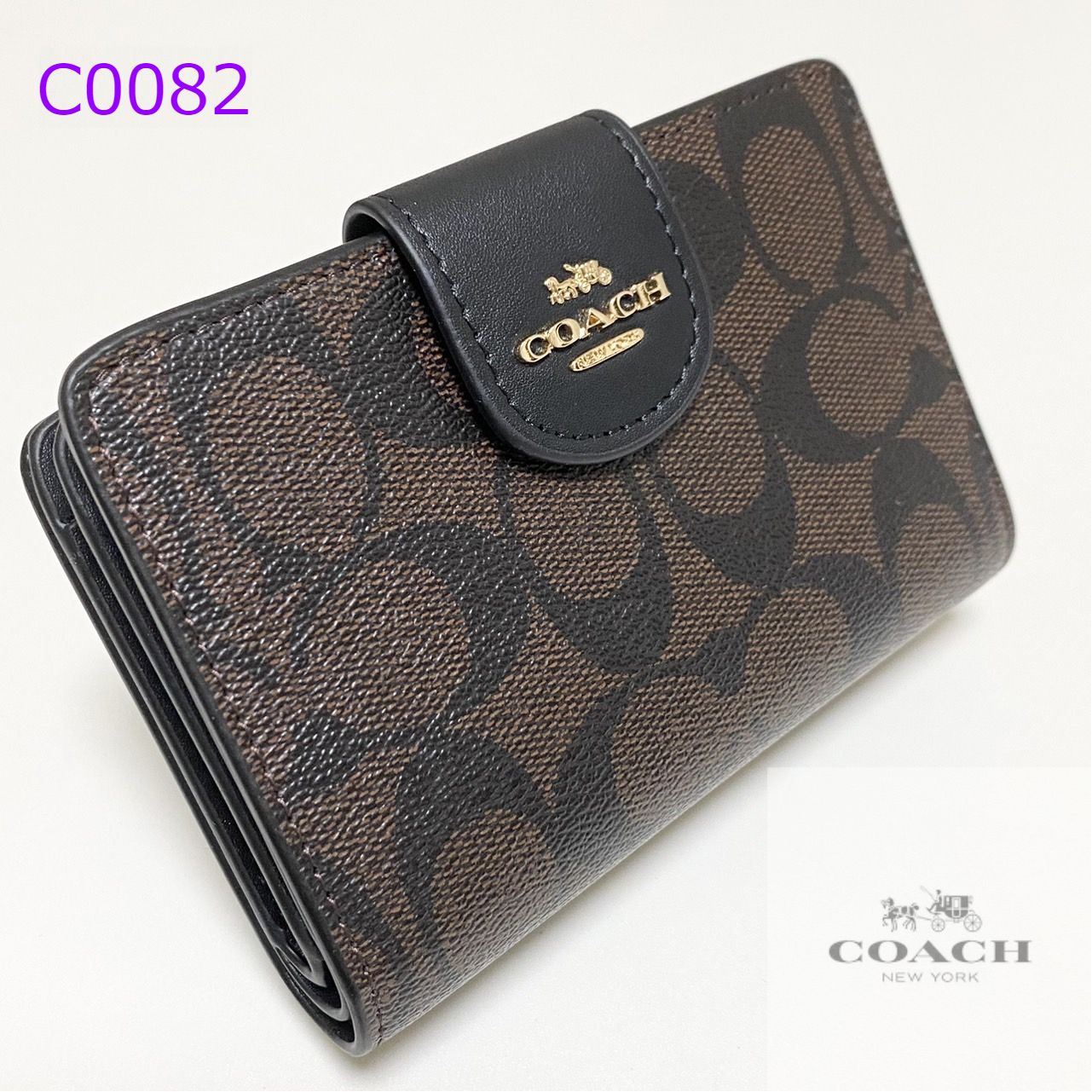 COACH 二つ折り財布 ミディアム コーナー ジップ C0082 ブラウン