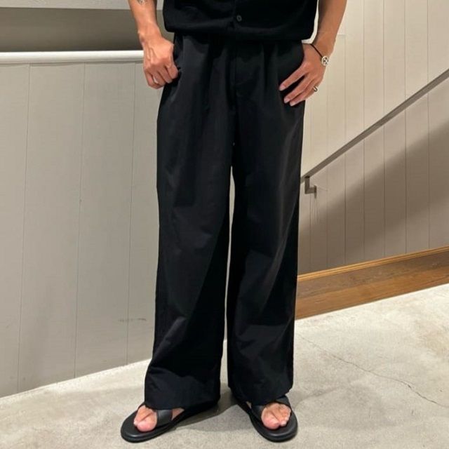 極美品　H BEAUTY&YOUTH ナイロン　ワイドパンツ　イージーパンツ H＞ナイロンワッシャーイージーパンツ