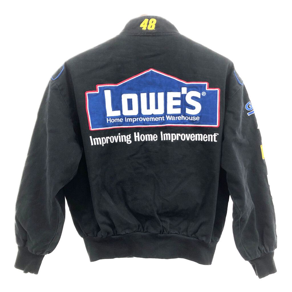 90年代 CHASE AUTHENTICS × JEFF HAMILTON NASCAR ナスカー LOWE'S レーシングジャケット ブラック  (メンズ M) 中古 古着 Q1745