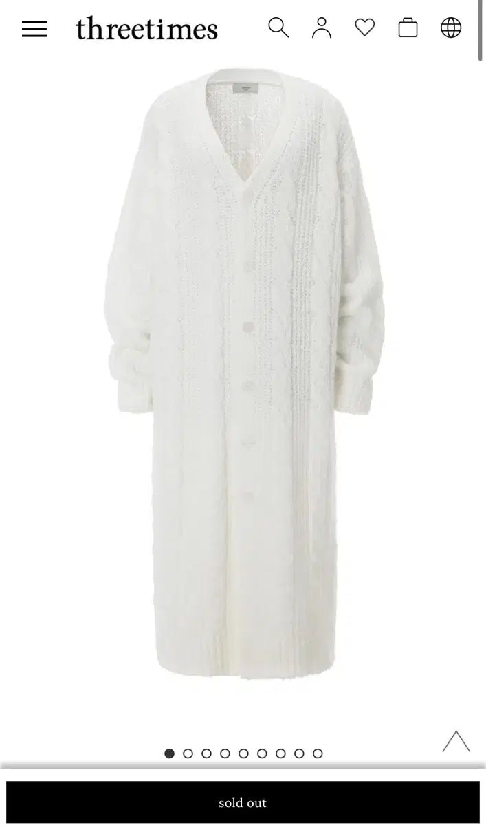 threetimes スリータイムズ アイボリー Bailey long cardigan