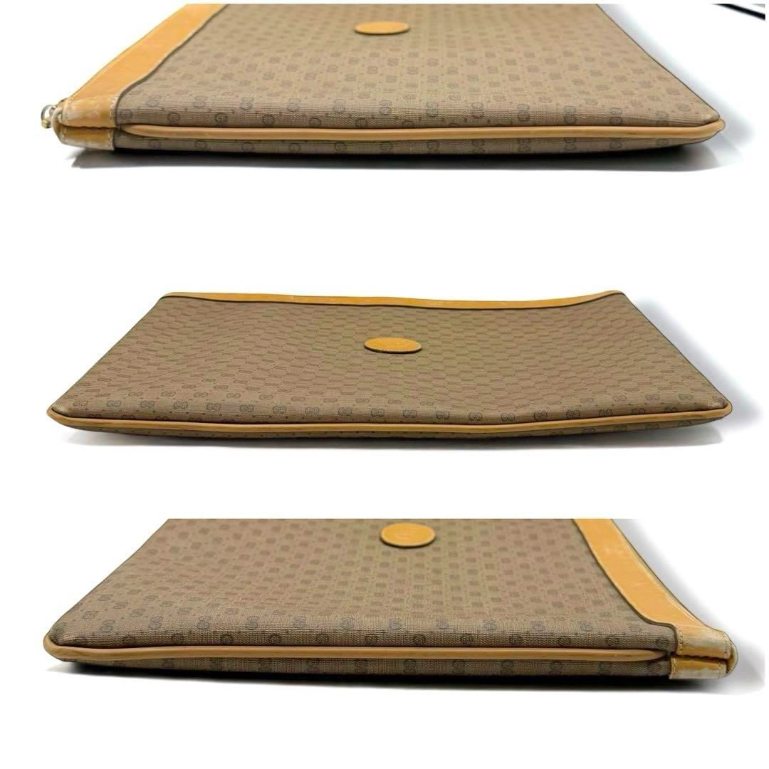 A4可 オールドグッチ クラッチバッグ マイクロGG PVC ブラウン GUCCI