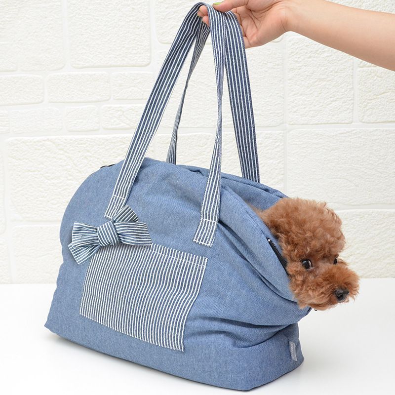 ペット キャリーバッグ 軽量 ソフト リボン付き デニム素材 長持ち 通年 かわいい おしゃれ 高品質 トート 犬 猫 ペット用品 肩掛け 手提げ 便利 M L