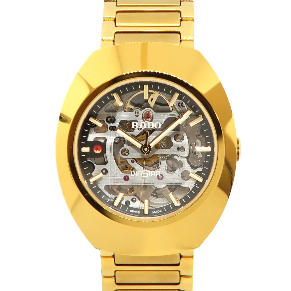 天白 RADO ラドー ダイヤスター オリジナル スケルトン 38mm R12164153 自動巻き 腕時計 メンズ ステンレス PVDコーティング