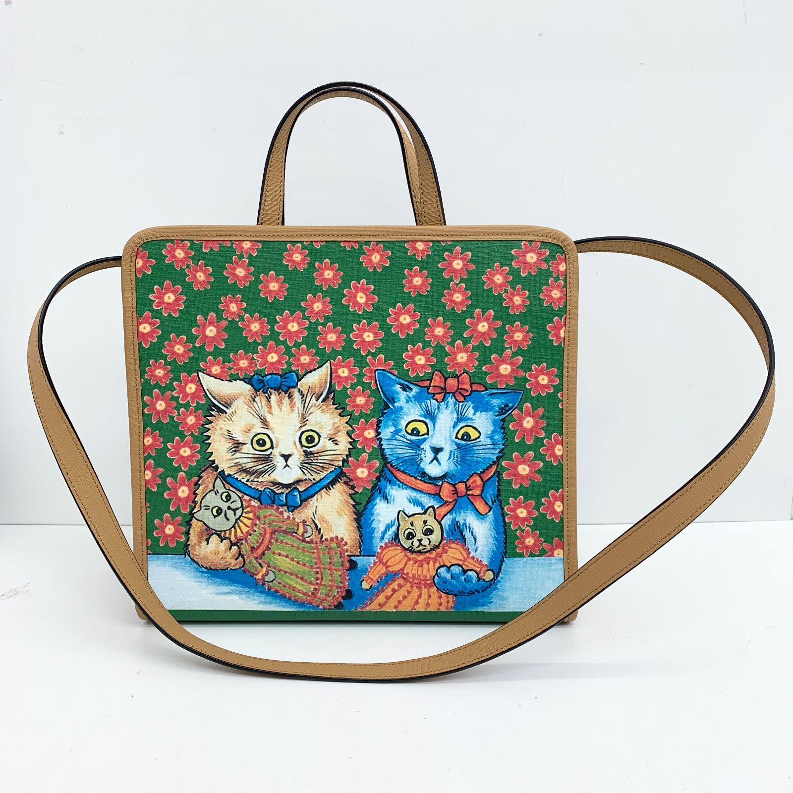 未使用 GUCCI グッチ キトゥン グリーン ベージュ 2way トート