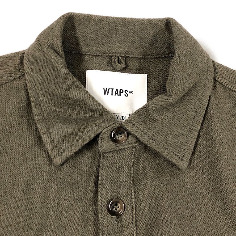 WTAPS ダブルタップス 22SS WCPO 01 LS COTTON. FLANNEL フランネル コットン シャツ 長袖 厚手 カーキ系 正規品  / 31260