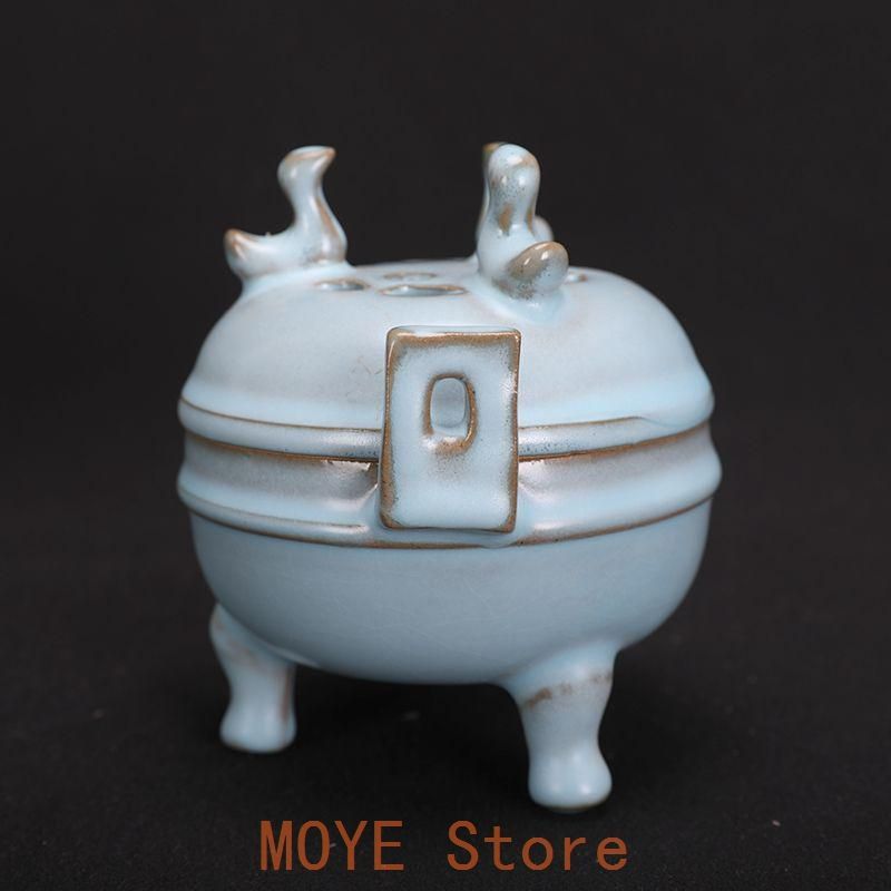 宋汝窯天青色三鳳鳥香炉 景徳鎮 陶磁器 装飾品 現代工芸品 美術