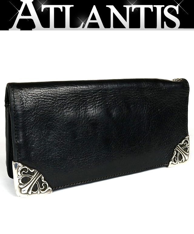 CHROME HEARTS 銀座店 クロムハーツ シングルフォールド ウォレット 財布 レザー SV925 黒 97422
