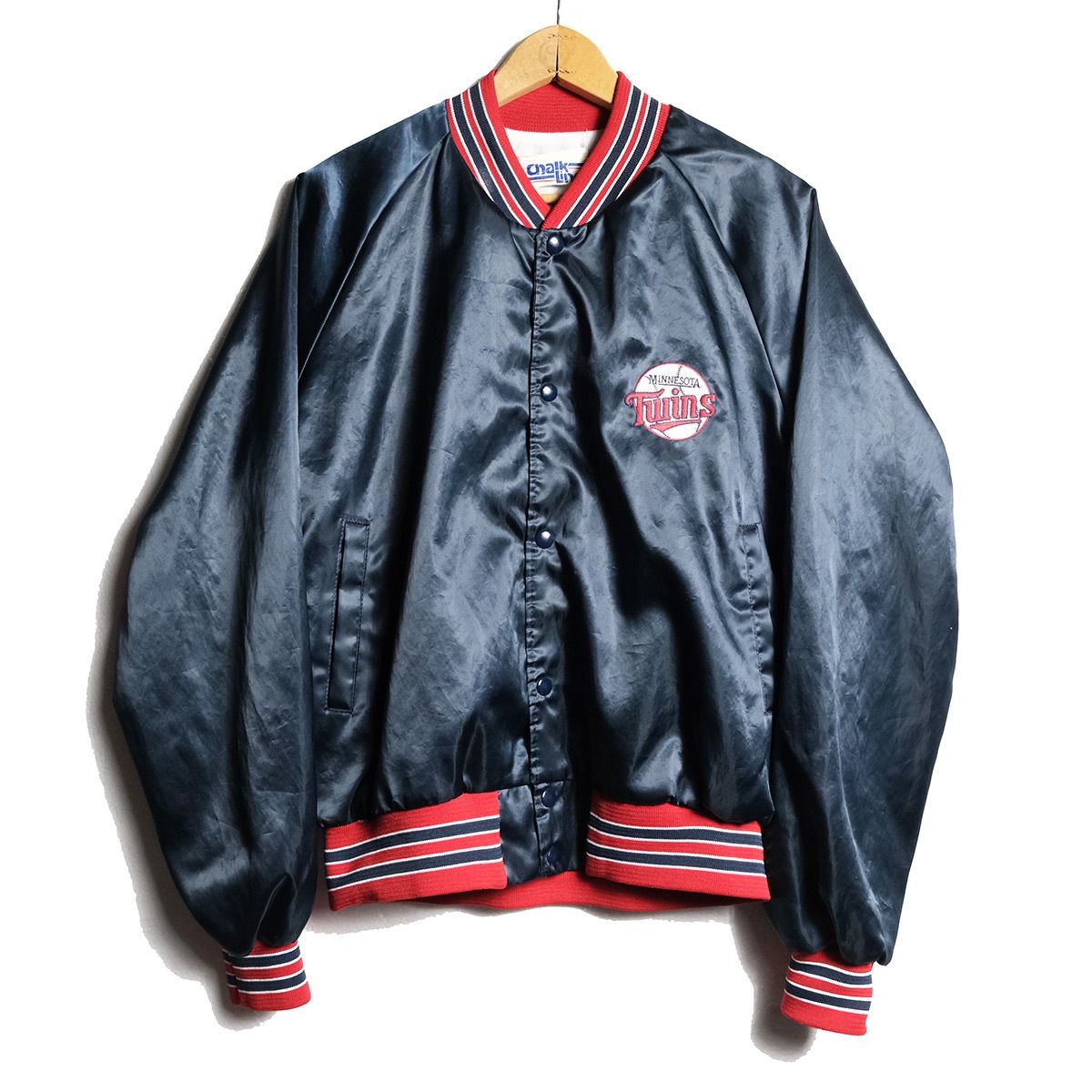 80s USA製 チョークライン MLB ミネソタ ツインズ サテン スタジアム 