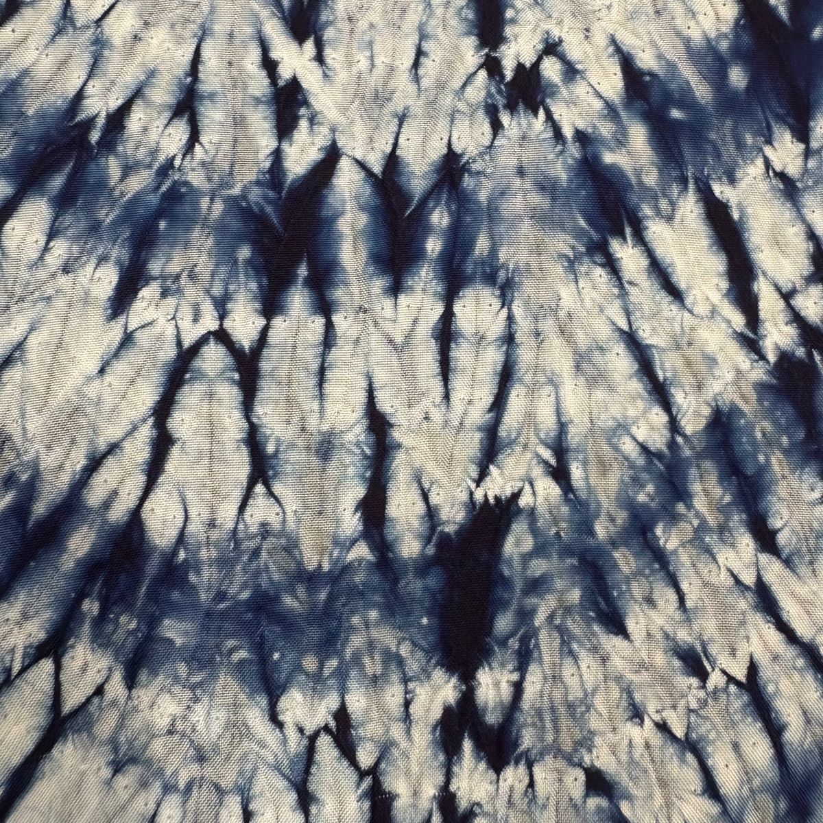 小紋 身丈156cm 裄丈64cm M 袷 縫い締め絞り 藍色 正絹 美品 名品