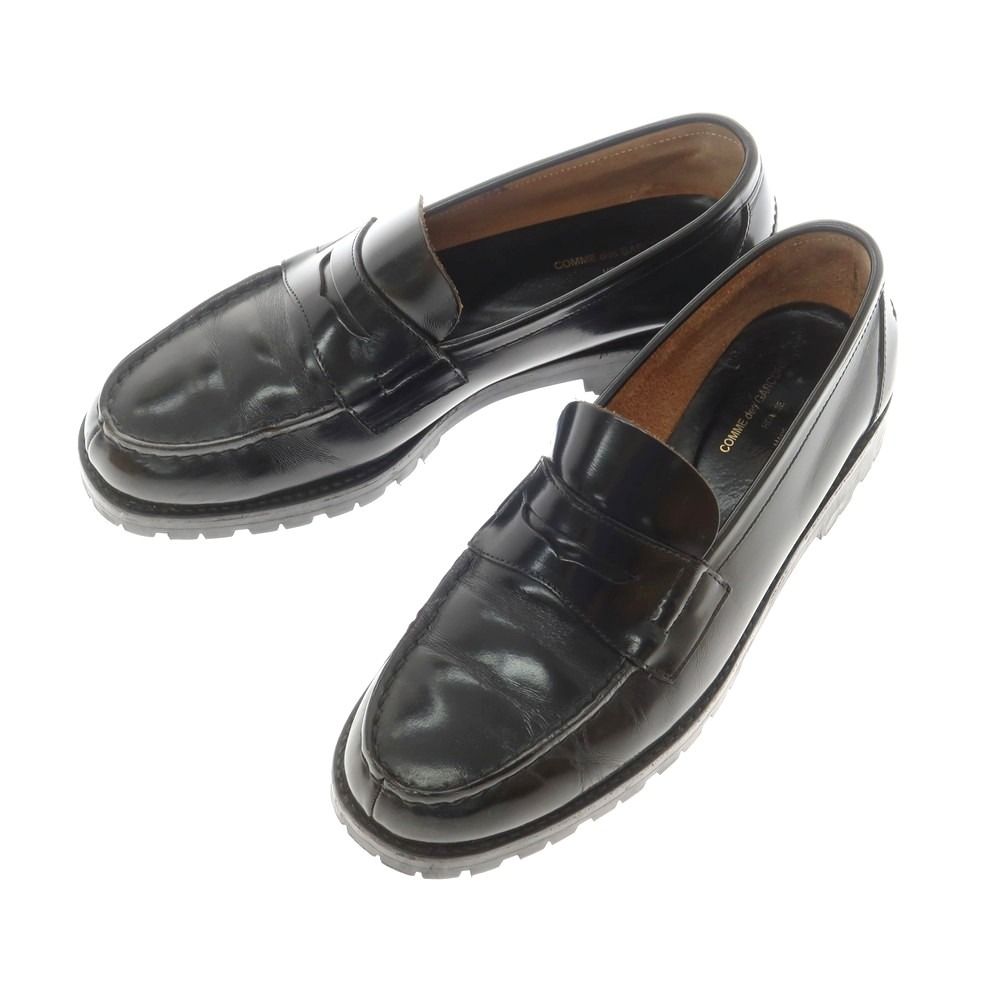 コムデギャルソンオム COMME des GARCONS HOMME ガラスレザー コインローファー ブラック サイズ25 1|2 メンズ