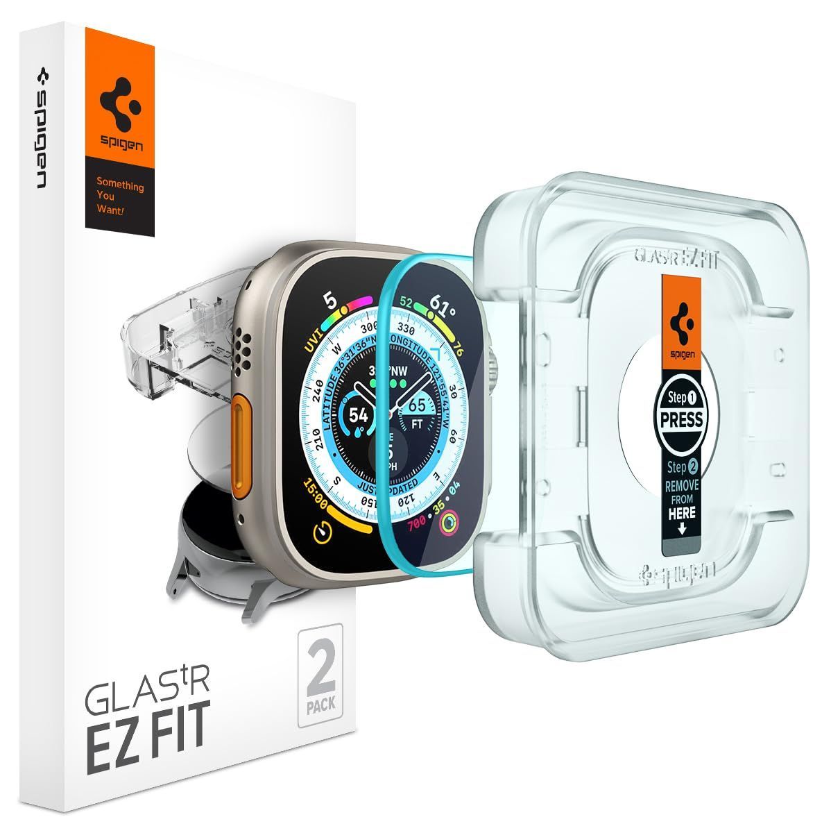 【新着商品】Ultra 49mm / Apple Apple Watch Ultra Watch 2 49mm 用 ガラスフィルム 貼り付けキット付き apple Fit watch ウルトラ 49mm EZ 対応 保護 Spigen フィルム 2枚入