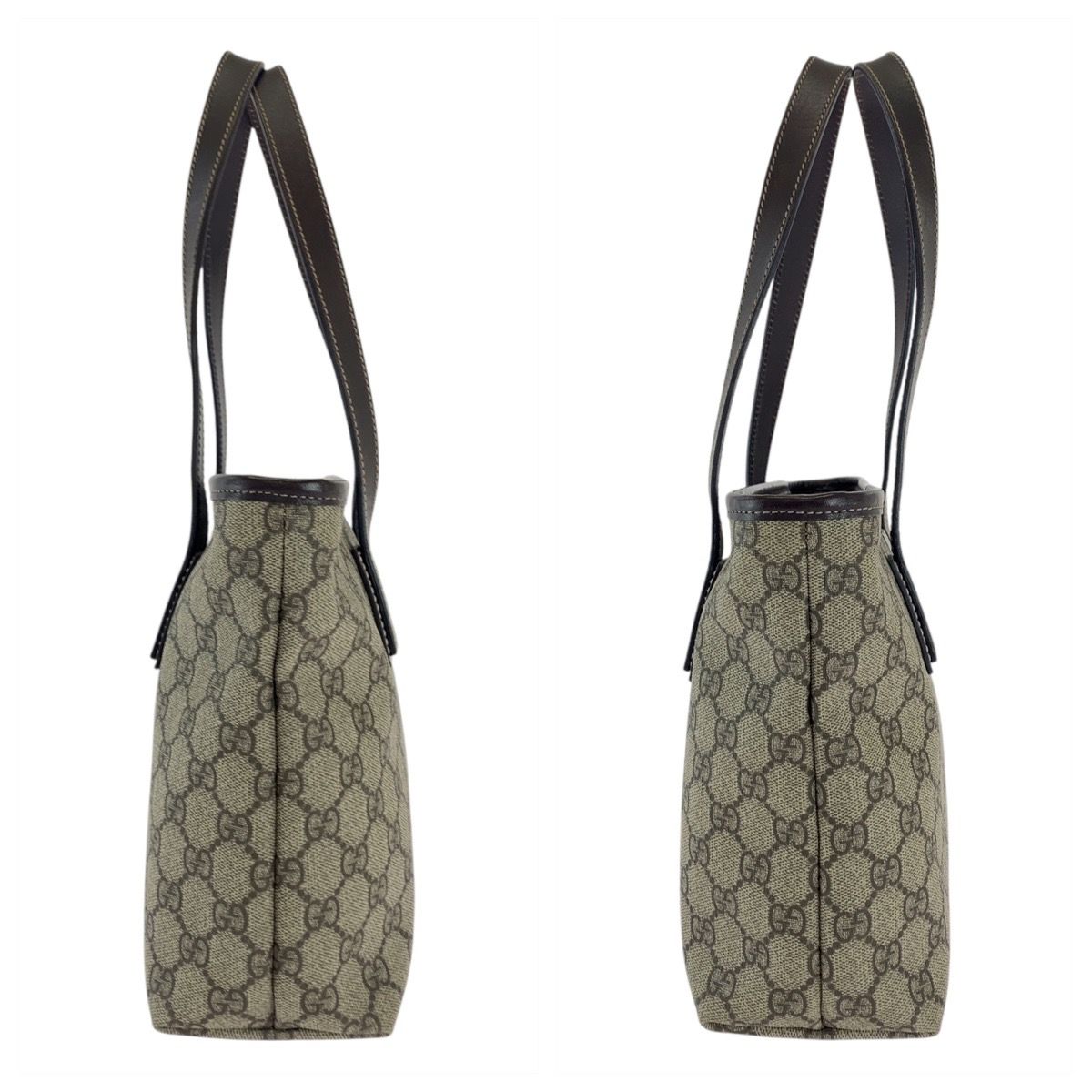 美品 GUCCI グッチ ベージュ ブラウン GGスプリームキャンバス/レザー 211138 トートバッグ ショルダーバッグ レディース ...