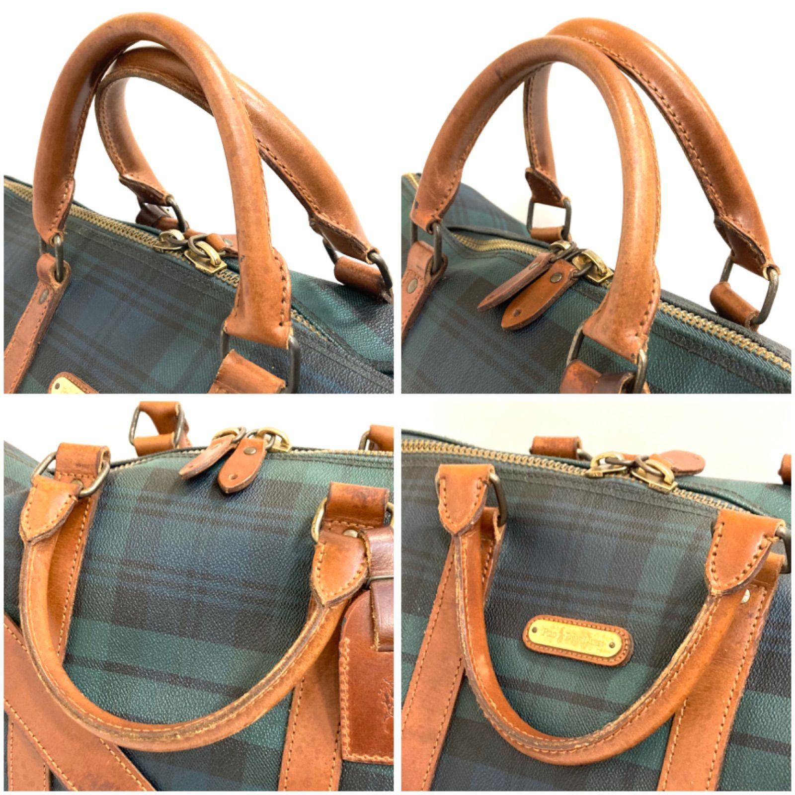 美品 ポロラルフローレン ボストンバッグ ハンドバッグ 千鳥格子