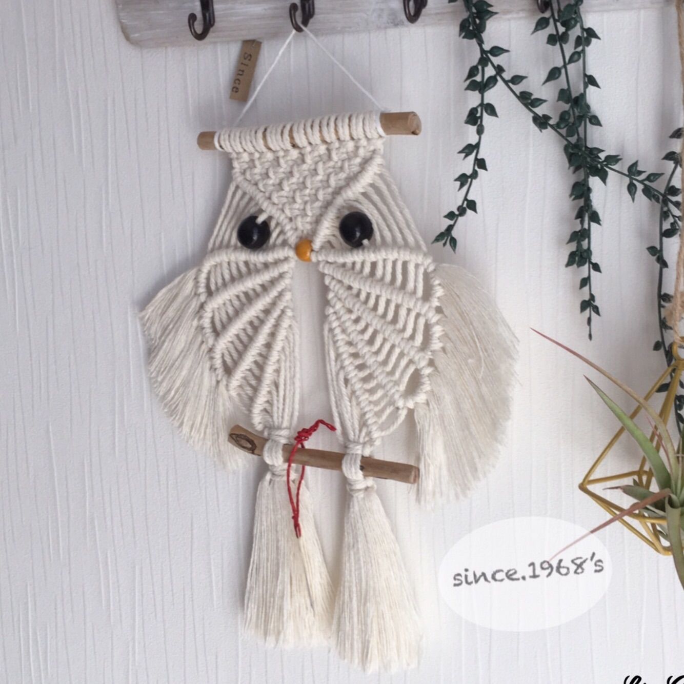 壁掛けふくろうインテリア、タペストリー大～マクラメ編み～