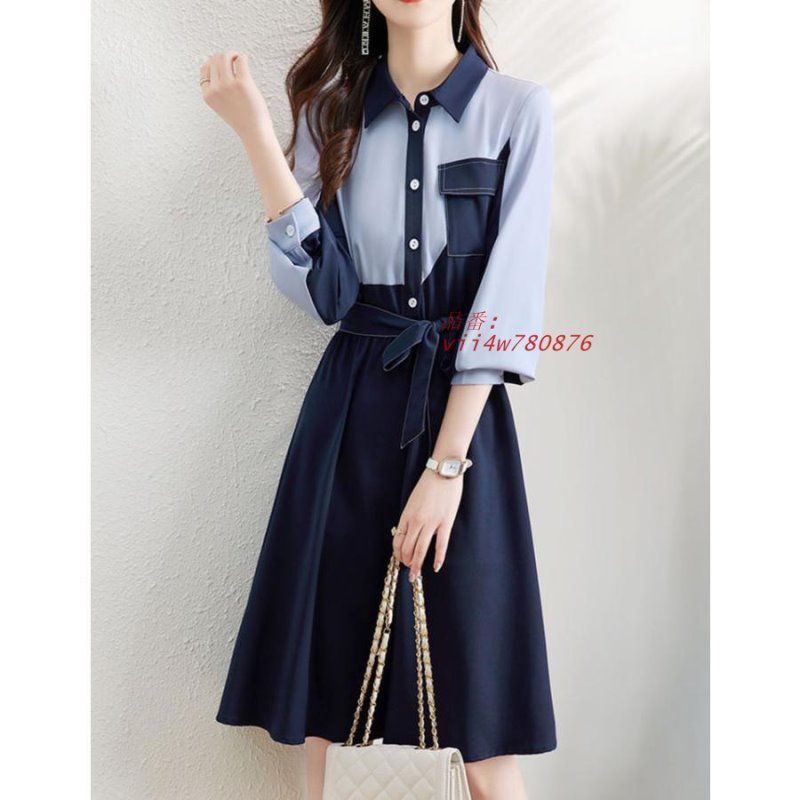 膝丈 シフォンワンピース