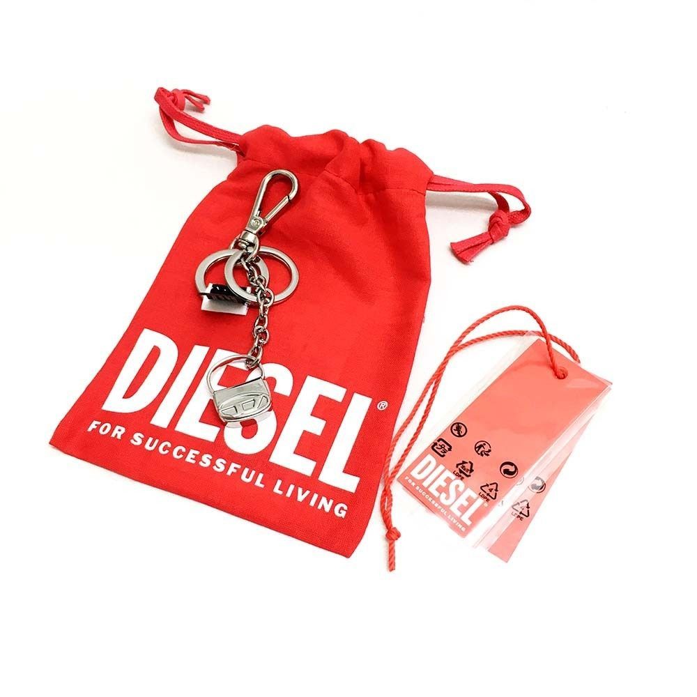 DIESEL X10208 1DR-KEYRING CHARM キーホルダー Women's Metal keyring with 1DR bag charm | Silver | Diesel