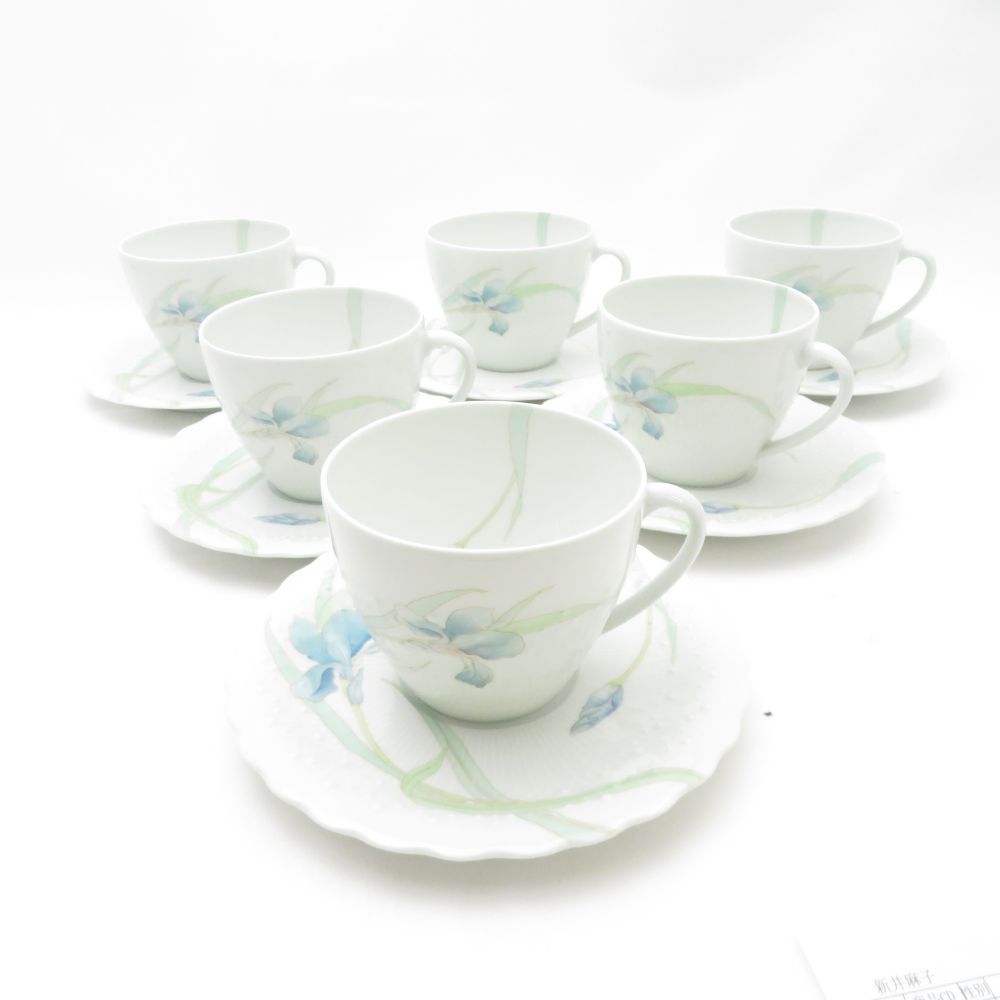 GeorgerBoyer ジョルジュボワイエ LIMOGES リモージュ Iris Sauvage イリスソバージュ コーヒーカップ＆ソーサー 6客 セット アイリス 花柄 テーブルウェア SU12227H2