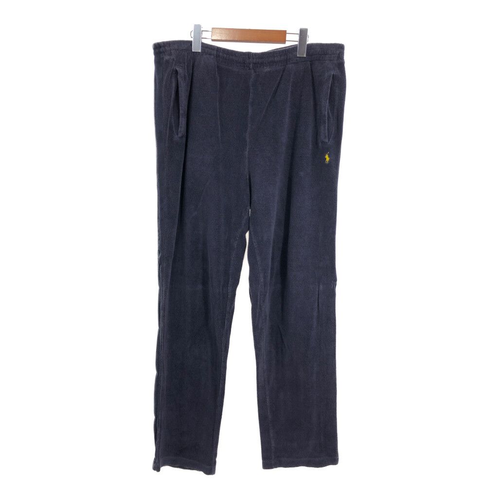90年代 Polo by Ralph Lauren ポロ ラルフローレン ベロア イージーパンツ ネイビー (メンズ XL) 中古 古着 S7565