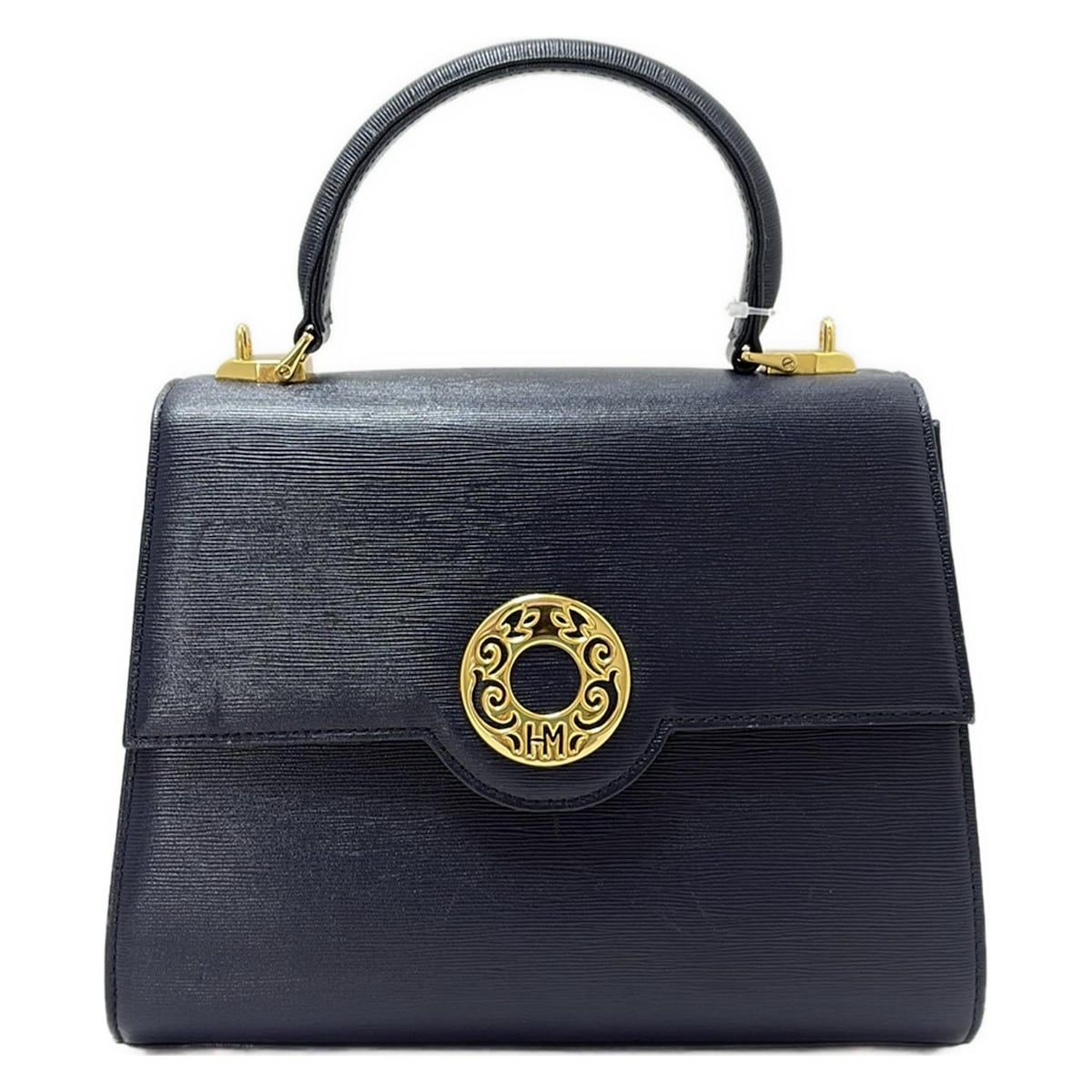 HANAE MORI(ハナエモリ) ハンドバッグ美品 - ネイビー レザー