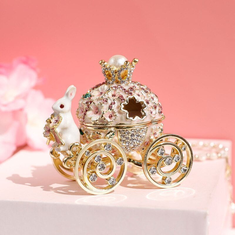 ジュエリーボックス 宝石箱 アクセサリーケース オブジェ 小物入れ かぼちゃの馬車 パンプキン うさぎ 兎 ウサギ 桜 さくら サクラ フラワ