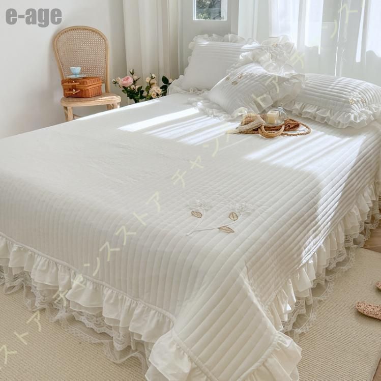 ベッドスプレッド 北欧 シーツカバー おしゃれ シングル 冬用 敷きパッドあったか 保温 防寒 寝具カバー 単品売り ベッドパッド セミダブル 姫系 フリル