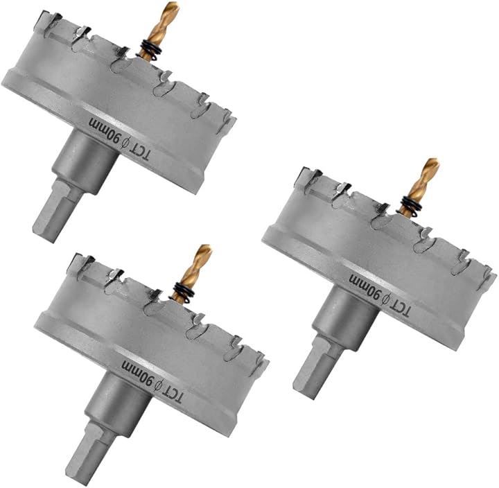 ShopXJ 電気工事士 大工推薦＆監修超硬 ステンレス ホールソー 穴あけ 電動ドリル ホルソー ホールカッター 90mm