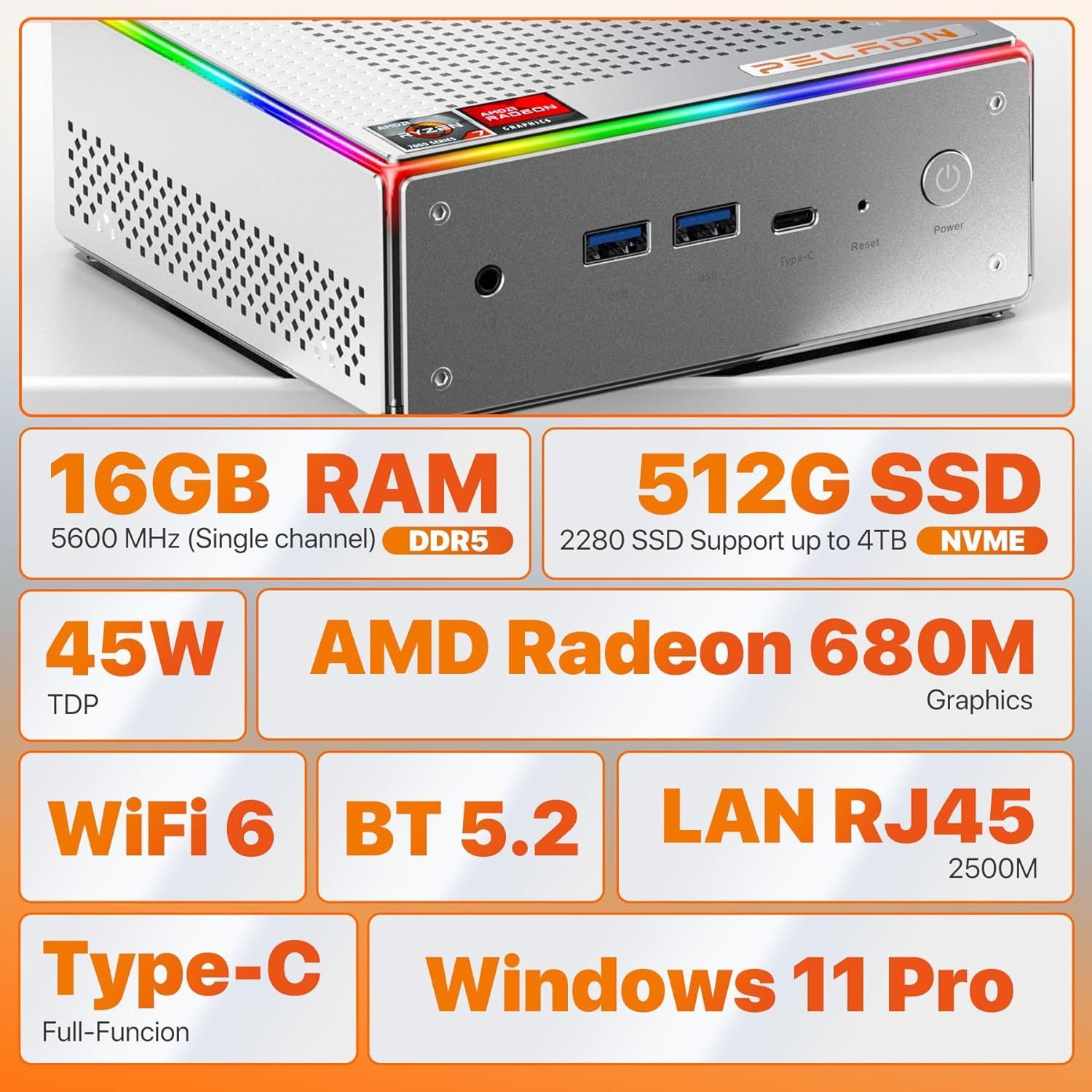 PELADN HA-4 Ryzen7 7735HS ミニPC 16GB/512GB 新品 - メルカリ