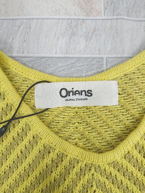 ◇ ◎ ●未使用● Oriens<!-利用不可文字-!>JOURNAL STANDARD 総柄 ノースリーブ タンクトップ サイズF イエロー マルチ レディース メンズ P 