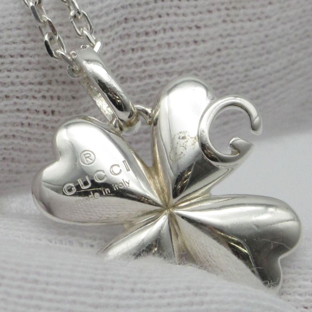 GUCCI グッチ Gロゴ 四つ葉 クローバー ネックレス ペンダント Ag SV