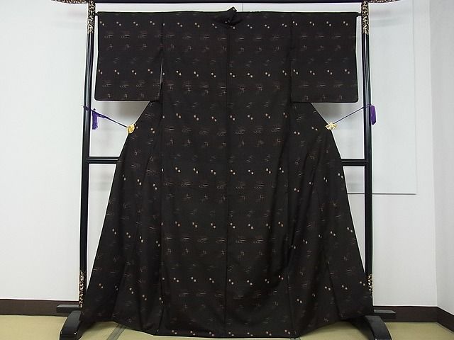 平和屋本店■極上　国指定重要無形文化財　本場久米島紬　手織　反端付き　逸品　CZAA0459s4 平和屋本店□極上 国指定重要無形文化財 本場久米島紬 手織 反端付き