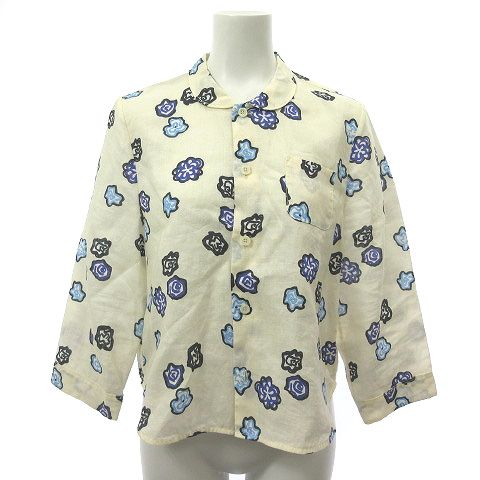 マルニ MARNI リネン シャツ ブラウス 花柄 半袖 7分袖 ラウンド