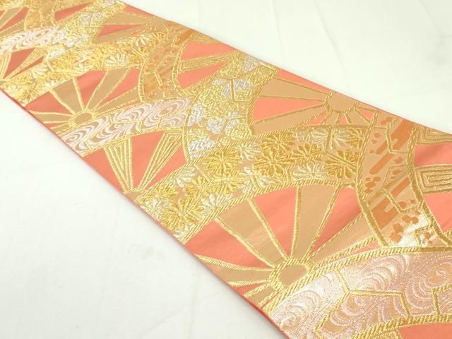 平和屋着物●西陣　川島織物　六通柄　本袋帯　源氏車花文　金銀糸　正絹　逸品　CABB0532hy 平和屋着物○西陣 川島織物 六通柄 本袋帯 源氏車花文