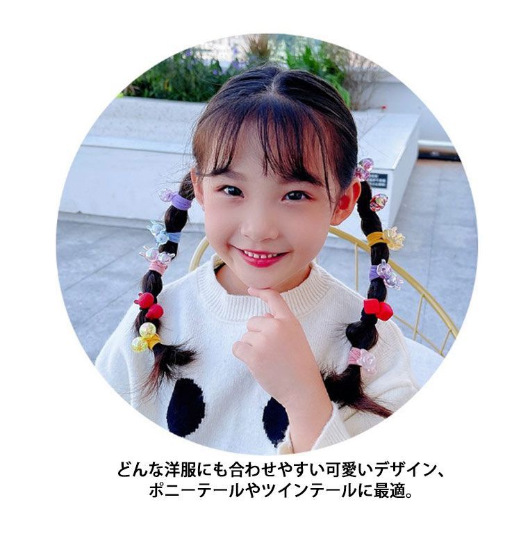 コットンヤーンのポニテリボン　グリーン　ヘアゴム　キッズ　ポンポン　ふんわり 2個setポンポンヘアゴム | OKAME ZAKKA
