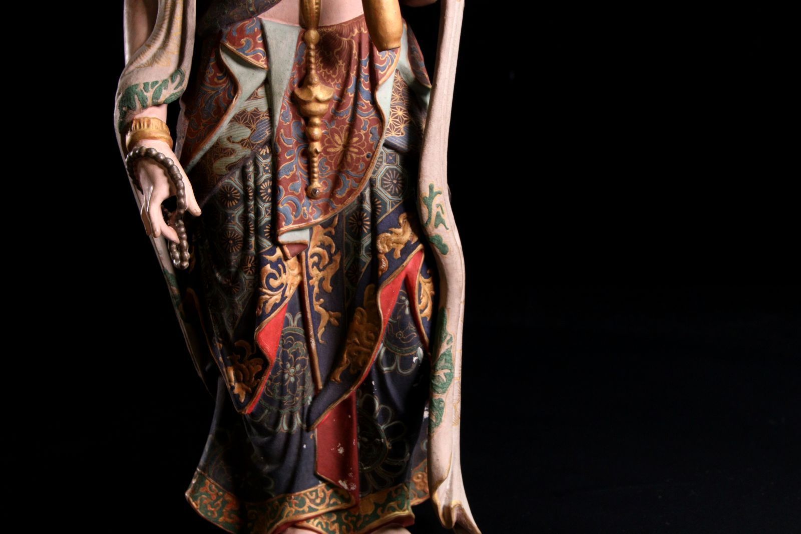 仏教美術 木彫彩色 楊柳観音菩薩立像 40cm 仏像唐物骨董 楾 R234