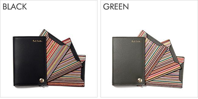 【新品未使用】 ポールスミス Paul Smith カードホルダー CARD HOLDER レザー ブラック グリーン M1A-6341-BMULT 【BLACK】