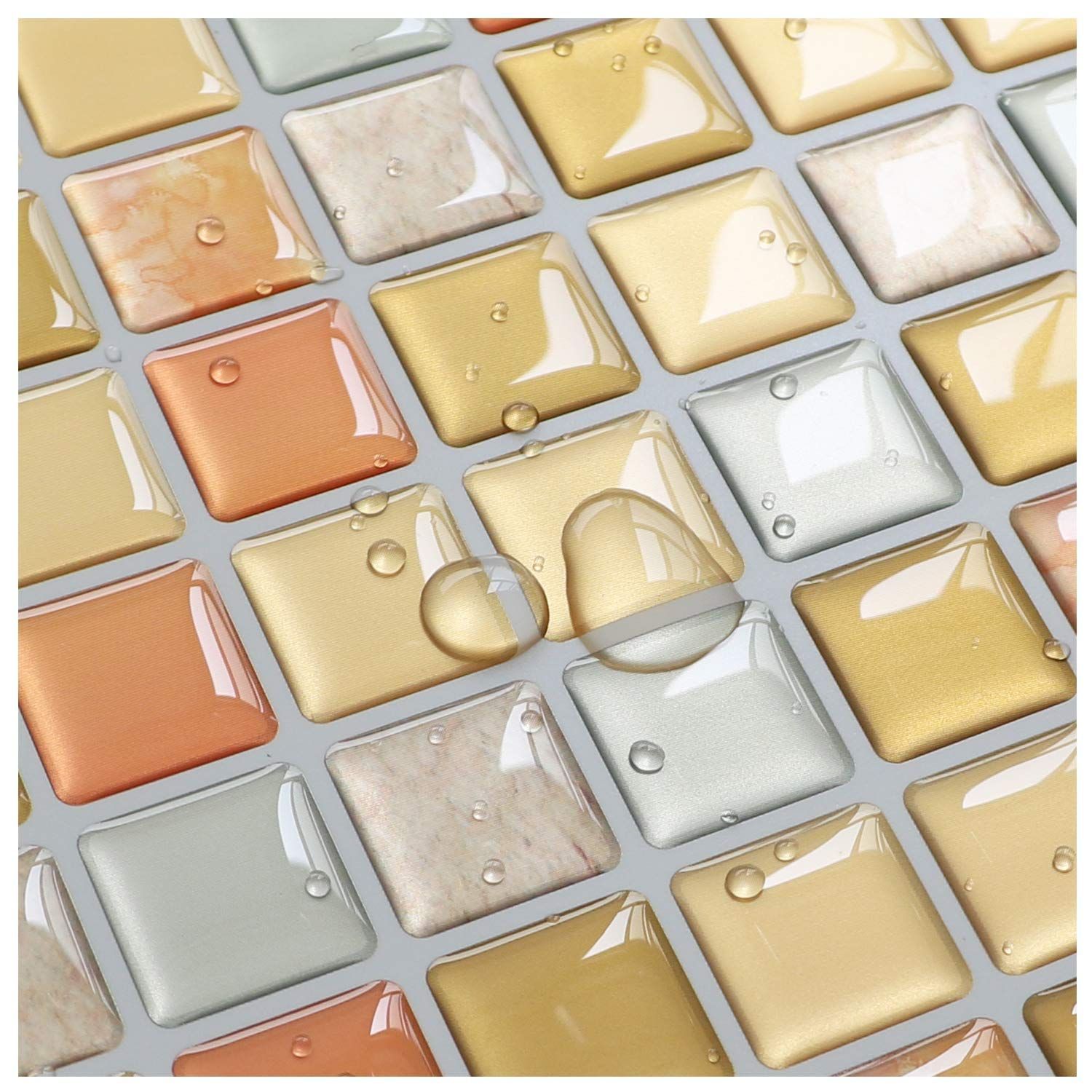 新着商品 Yoilline タイルシール 賃貸 ウォールステッカー 耐熱 防水 タイル 3D シール 簡単取付 モザイクタイルシール キッチン 洗面所 トイレ 北欧 DIY ステッカー 壁紙シール 黄色 4枚 色14