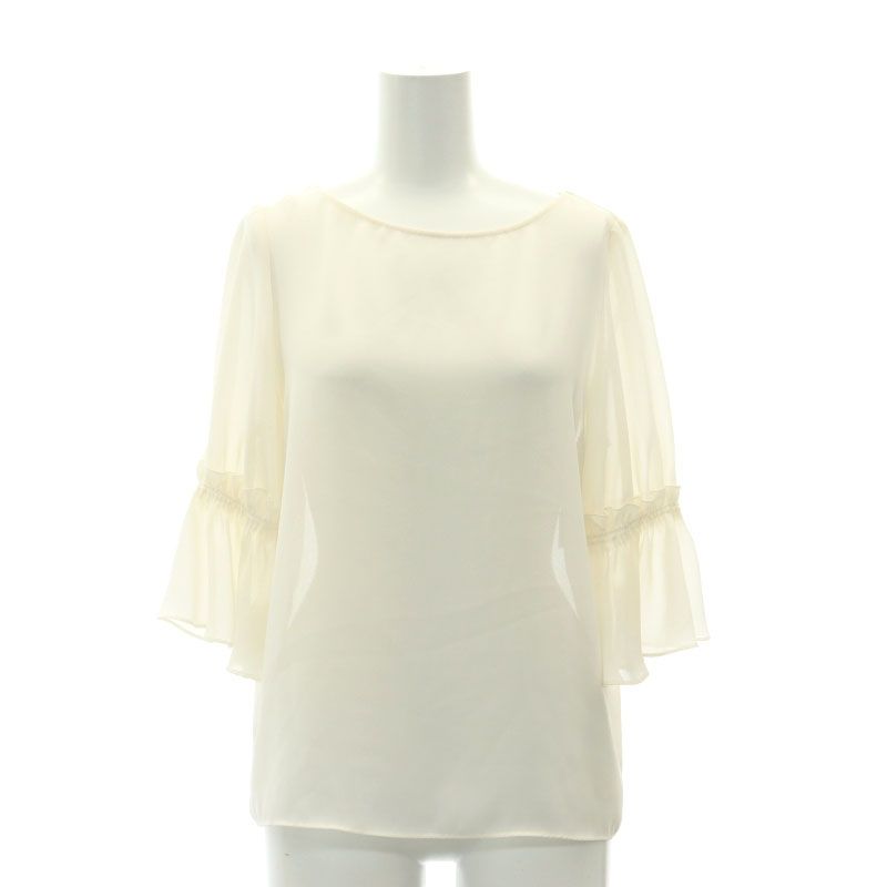 ANAYI - アナイ ニット カットソー 長袖 ハイネック リボン付き パール M 白 アナイ ニット カットソー 長袖 ハイネック リボン付き パール M