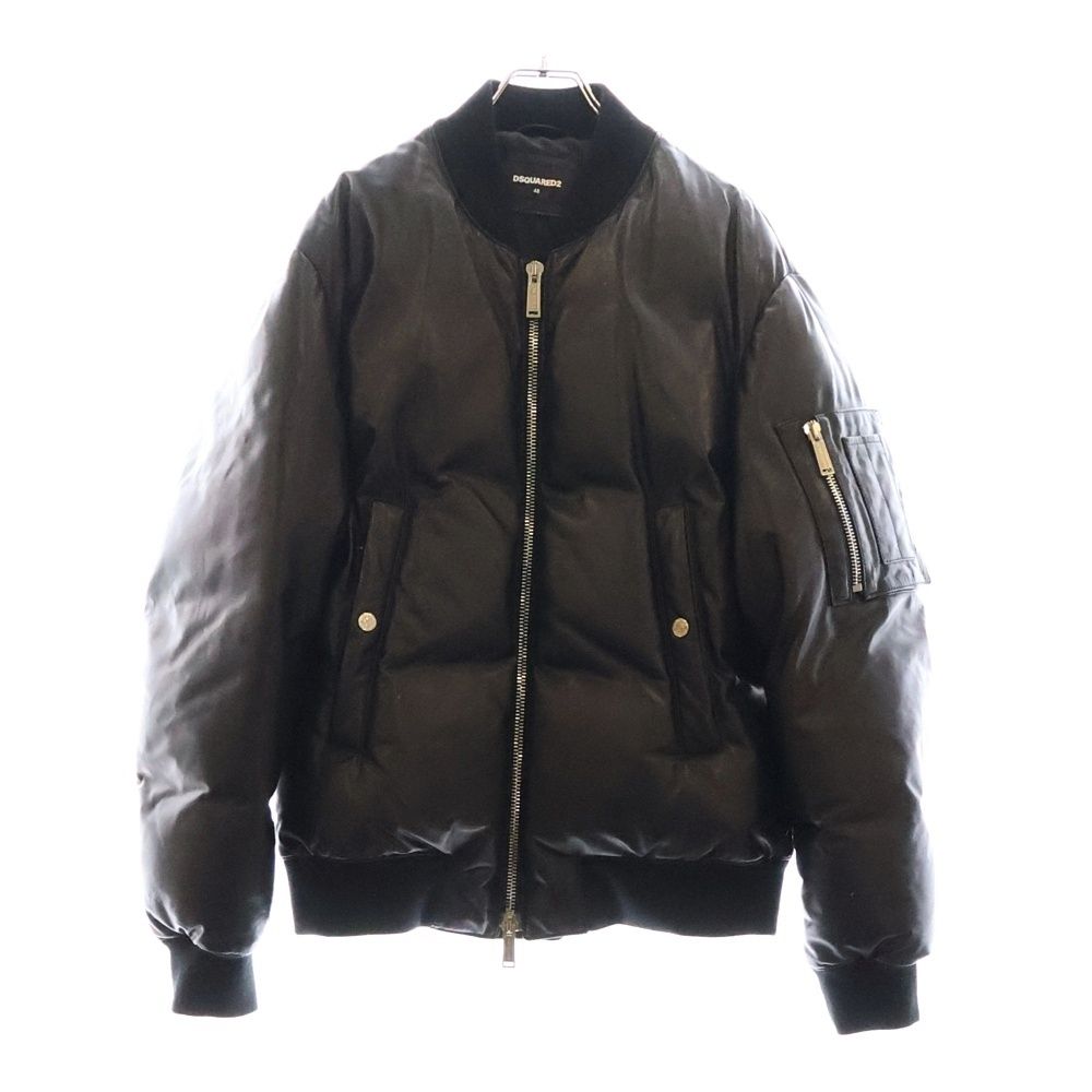 DSQUARED2 ディースクエアード 19AW ラムレザー ジップアップ ダウンジャケット ブラック S71AN0114 SX8131