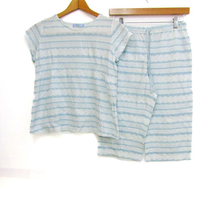 キッドブルー ルームウエア 上下セット コットン カットソー ハーフパンツ ブランド レディース Rサイズ 水色 KID BLUE
