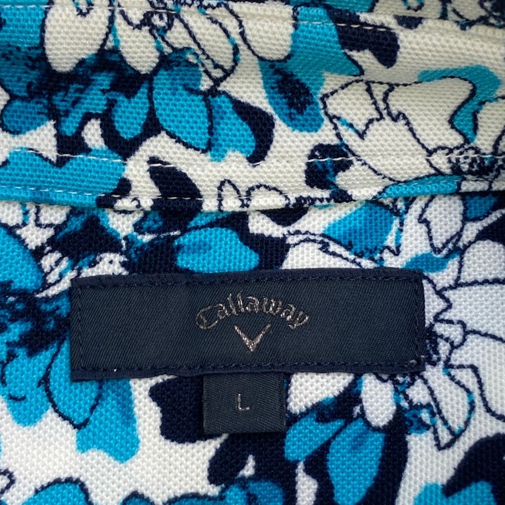 サイズ：L CALLAWAY キャロウェイ  半袖ポロシャツ 花柄 ブルー系 [240101458092] ゴルフウェア メンズ ストスト サイズ：L CALLAWAY キャロウェイ 半袖ポロシャツ 花柄 ブルー系