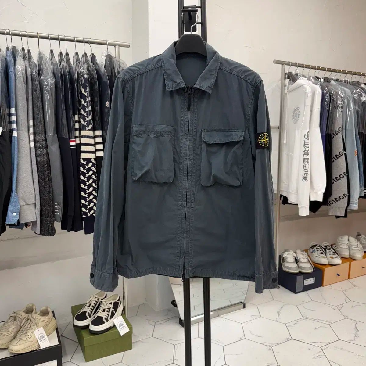 デパート STONE ISLAND ストーンアイランド ポケット オーバーサイズシャツ XL