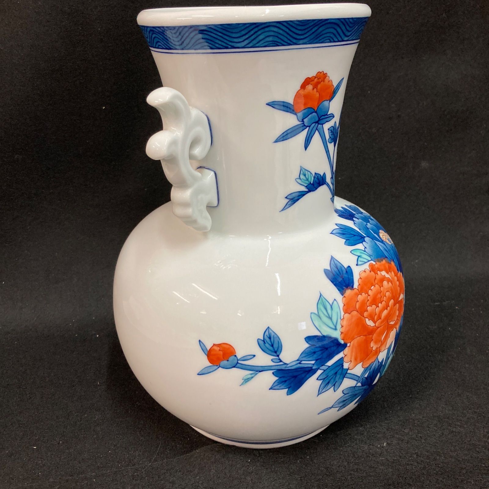 未使用 錦鍋島焼 魯山 花瓶 高さ約28cm 花器 花瓶 花入 時代物
