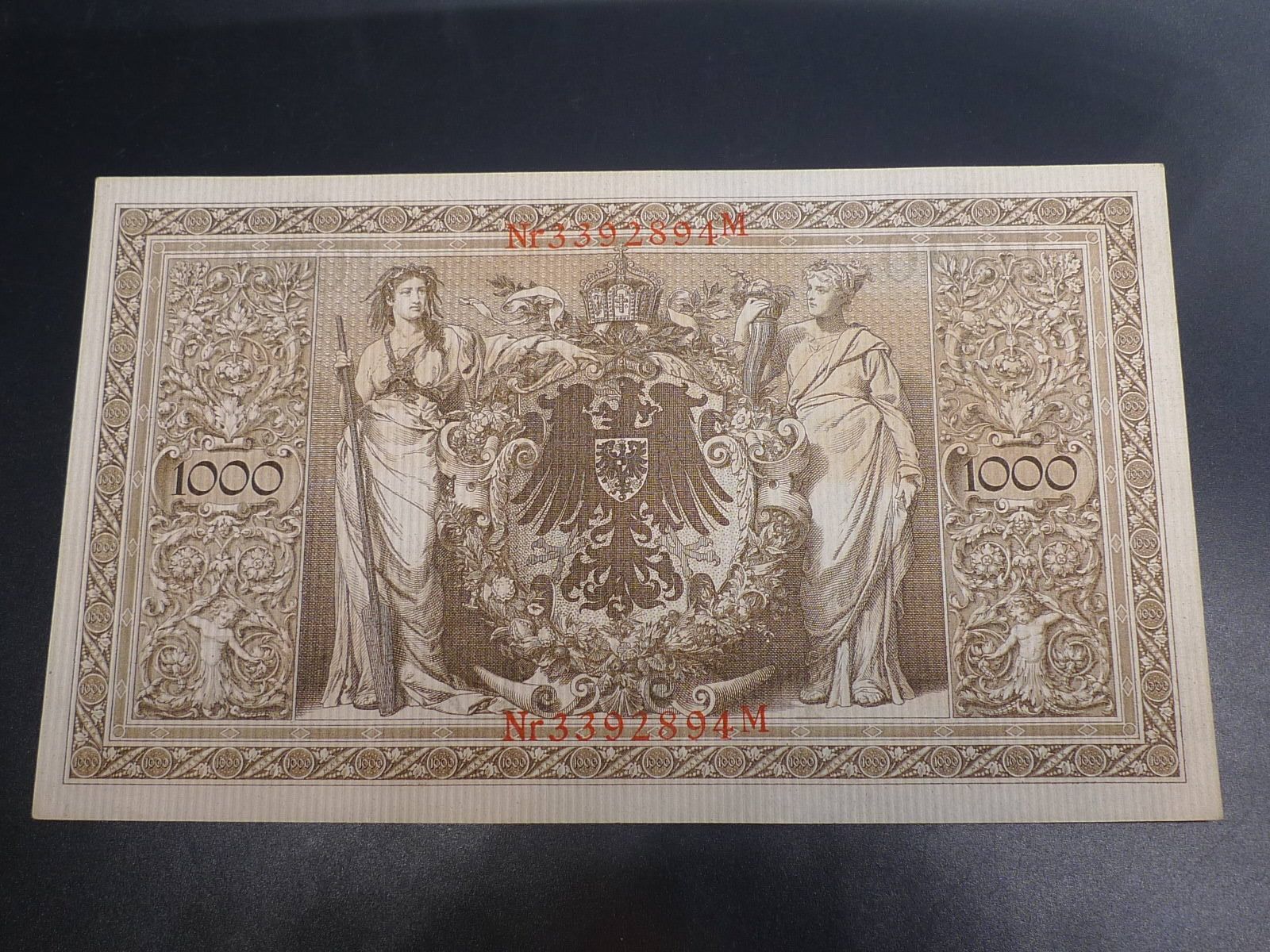 未使用 大きな旧紙幣 ヨーロッパ ドイツ 1910年 1000マルク 美人 美女 