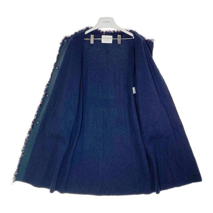 【日本製】 ☆ANAYI size38 ネイビー ロングカーディガン カシミア混 アナイ トップス