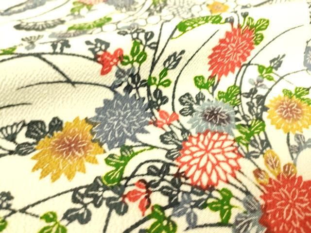 平和屋着物▽上質な小紋　単衣　型染　吉祥花文　正絹　逸品　DAAS0104az 平和屋着物▽上質な小紋 単衣 型染 吉祥花文 正絹 逸品